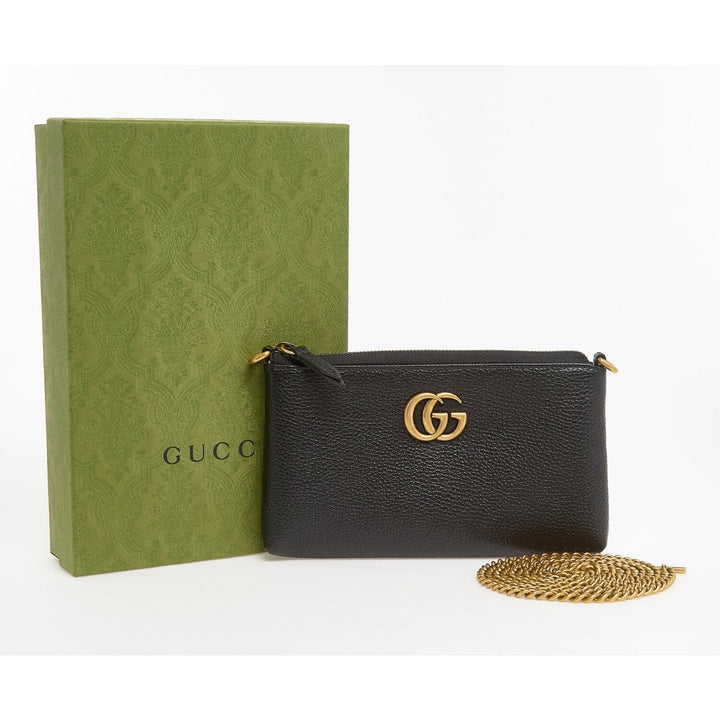 Gucci Pebbled Calfskin GG Marmont Zip Chain Crossbody NWT Full Inclusion