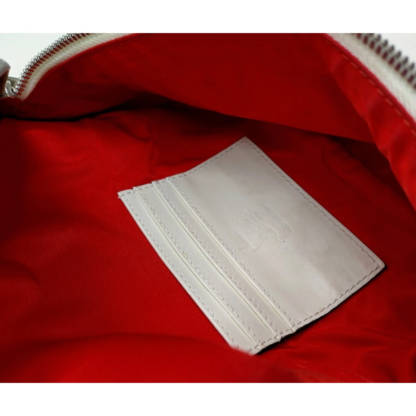 Christian Lou Boutin Leather Belt Bag White/Red EUC