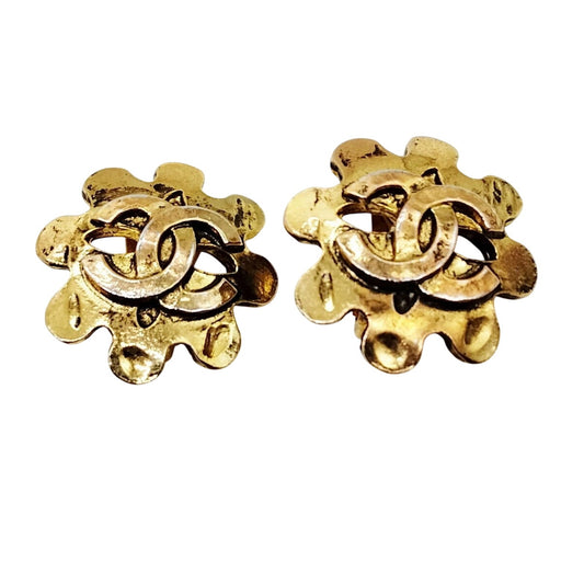 Chanel Gold Plated Clip Earrings