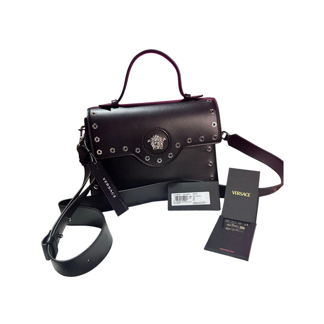 Versace Medusa calf leather eyelet shoulder bag