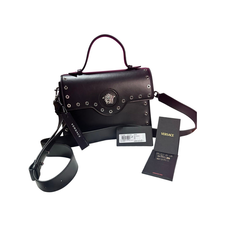 Versace Medusa calf leather eyelet shoulder bag