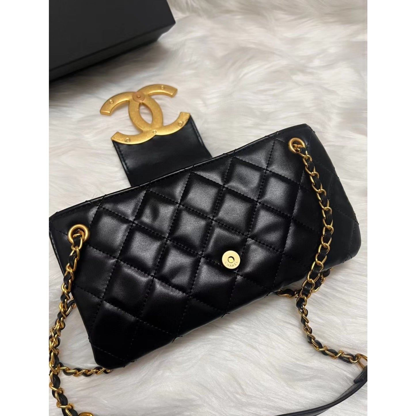 Chanel Beaute NEW Makeup Crossbody Black DOUBLE CC W/ Box