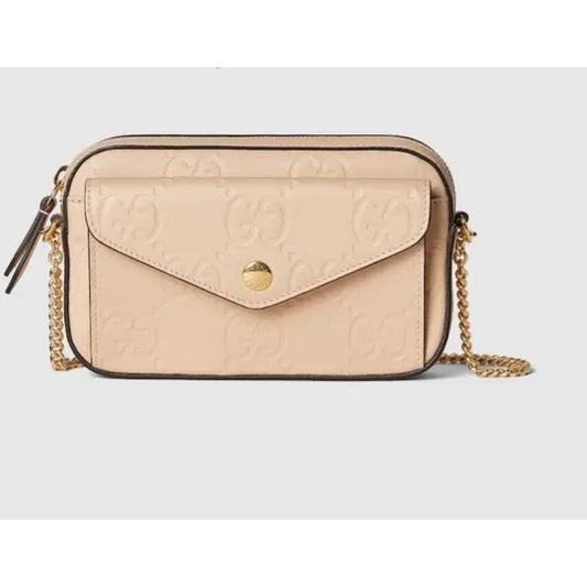GUCCI Super Mini GG Beige Leather Shoulder Bag New & Authentic