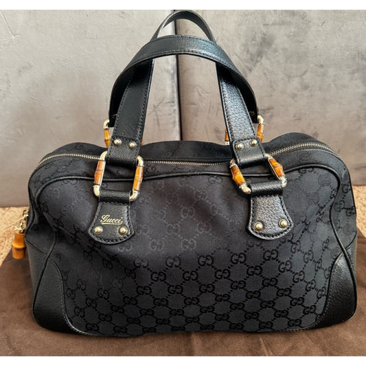 Gucci Vintage Bamboo Boston Bag 14x 8 w/ COA