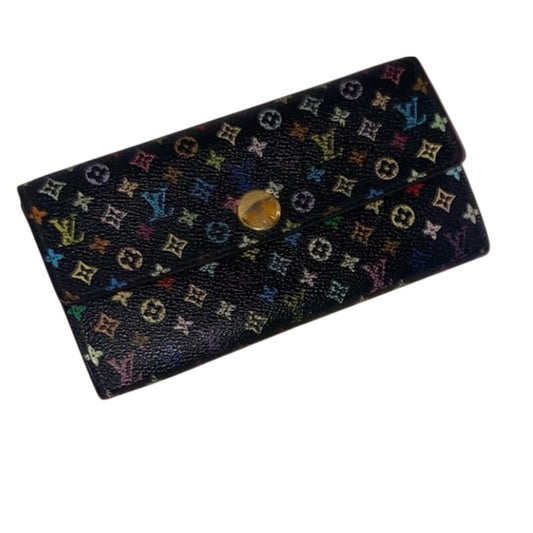 Louis Vuitton Black Murakami Sarah Wallet With Box and Dustbag