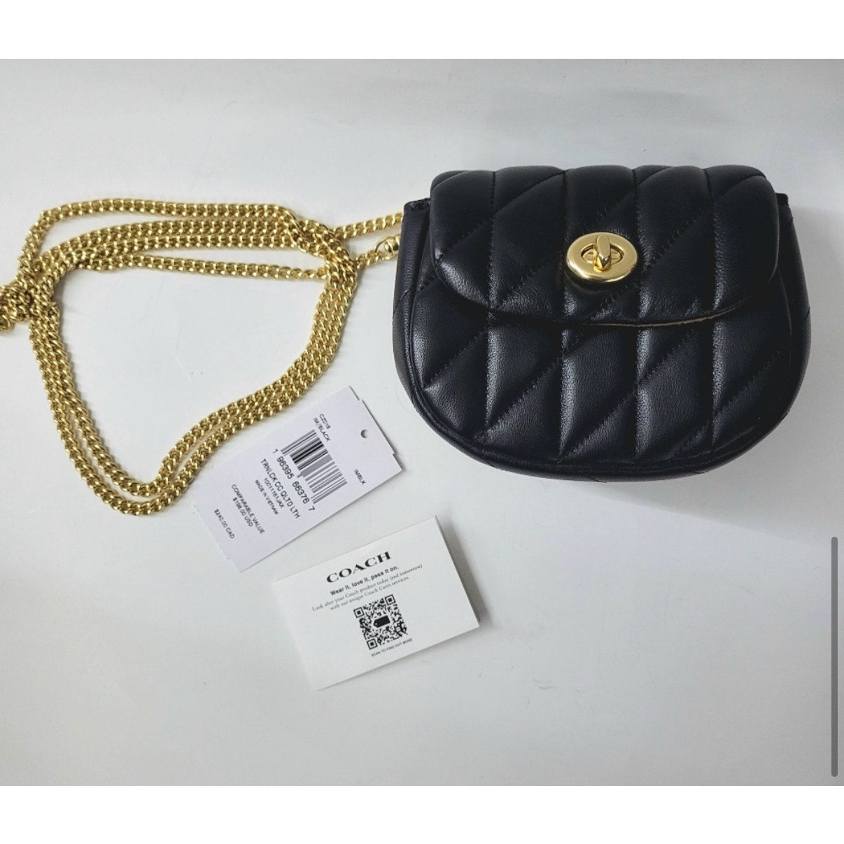 Coach Turnlock Card Case Quilted Leather NWT Crossbody