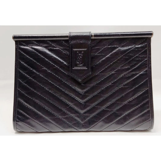 Yves Saint Laurent Clutch Bag Black Leather