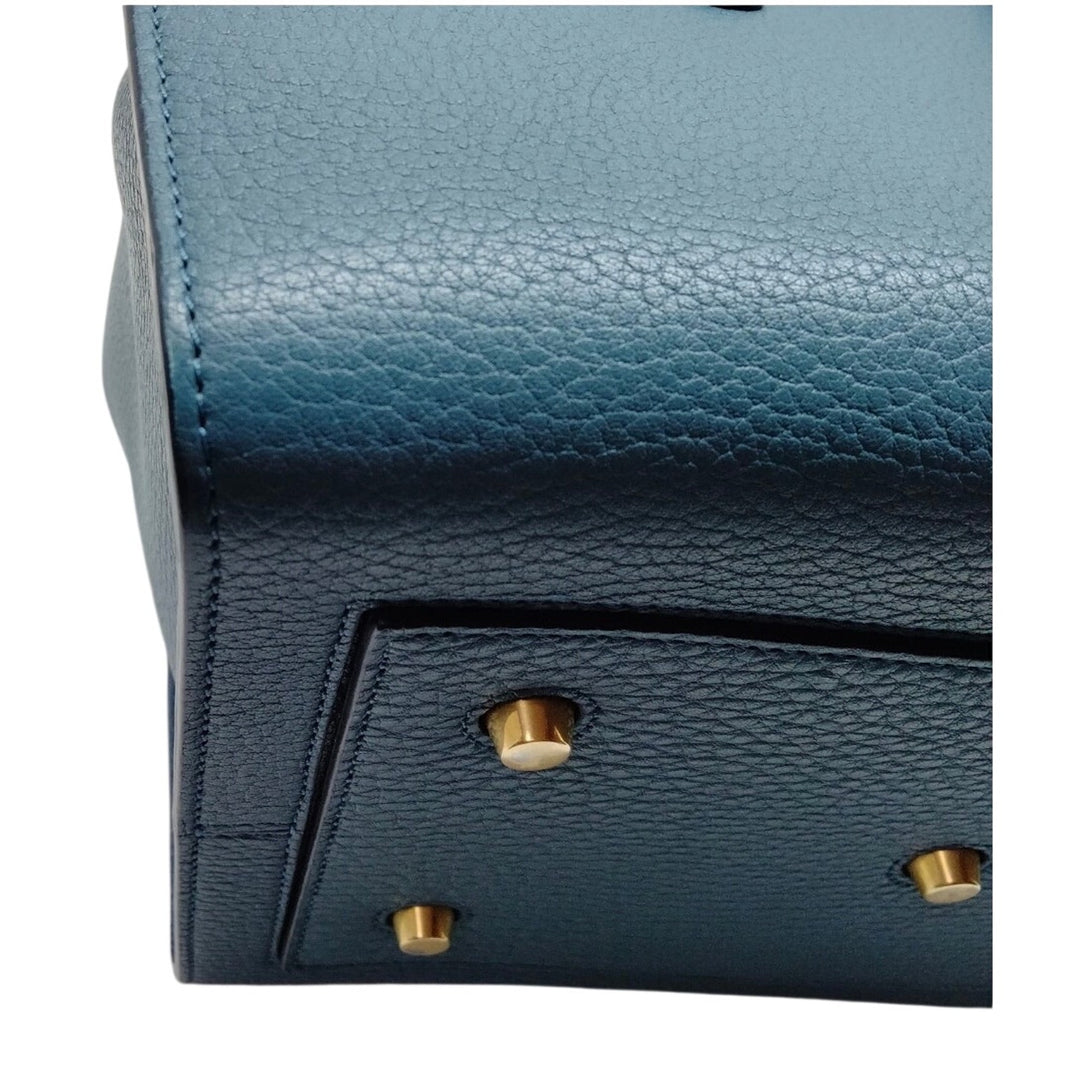 Celine Blue Grainy Leather Tie Knot Top Handle EUC