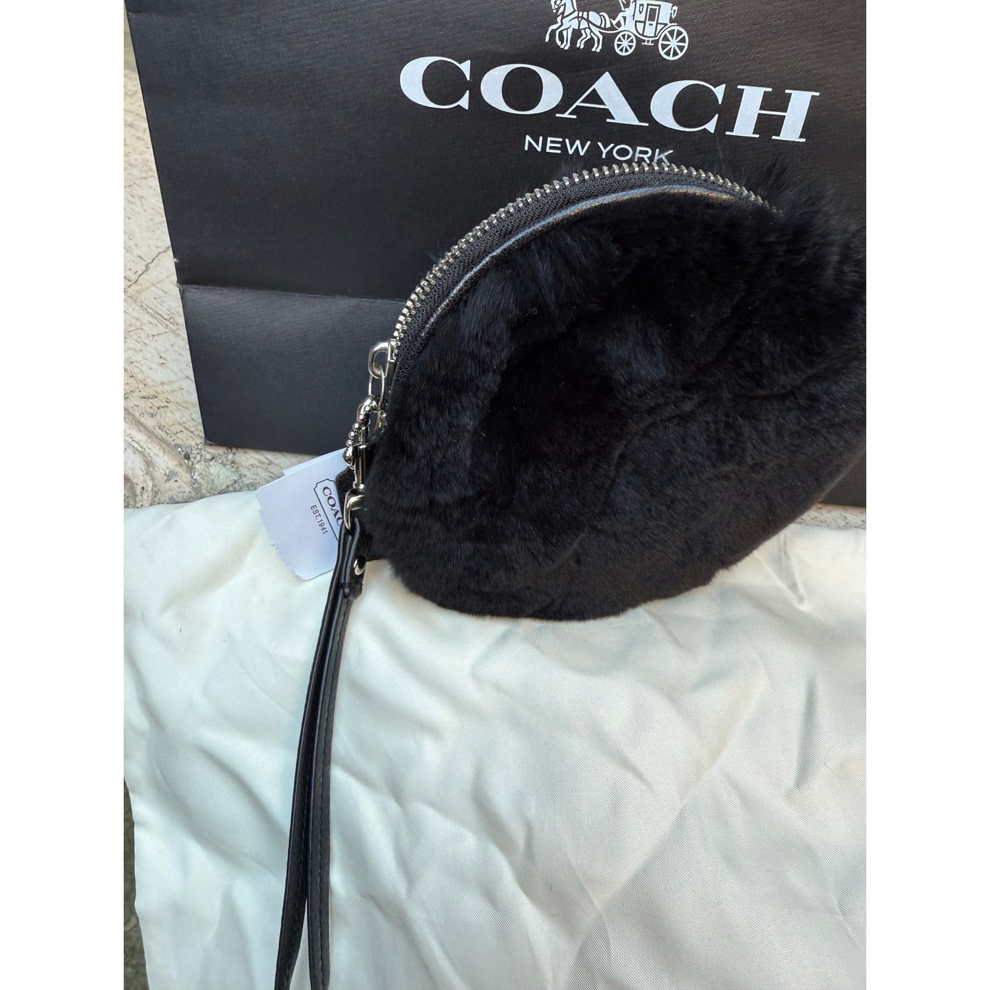 COACH MADISON RABBIT FUR WRISTLET NWT