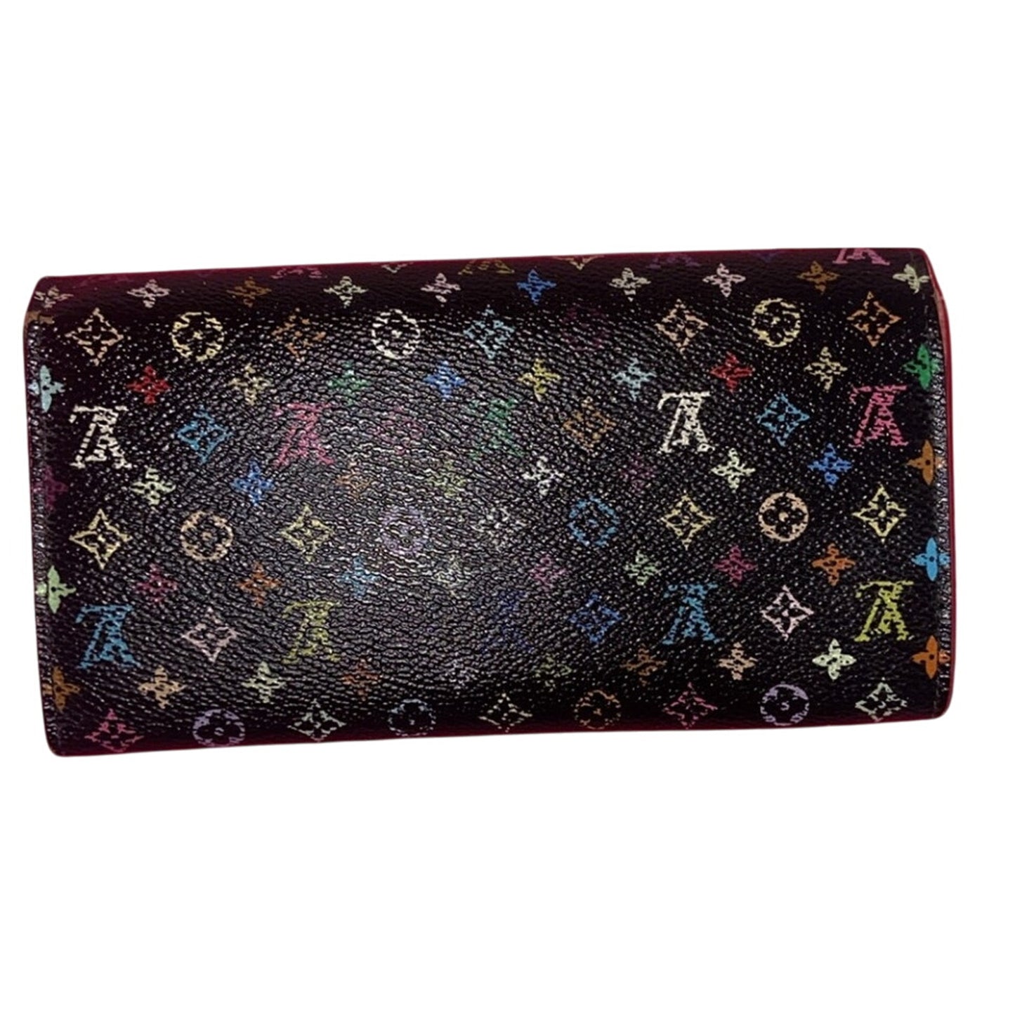 Louis Vuitton Black Murakami Sarah Wallet With Box and Dustbag