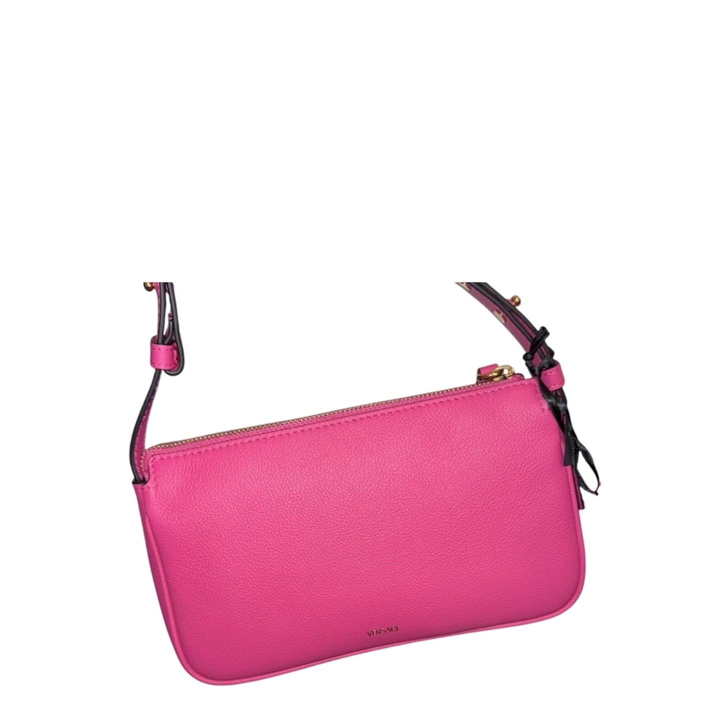 Versace Women's Pink Grainy Calf Leather Logo Crossbody Shoulder Bag NWT