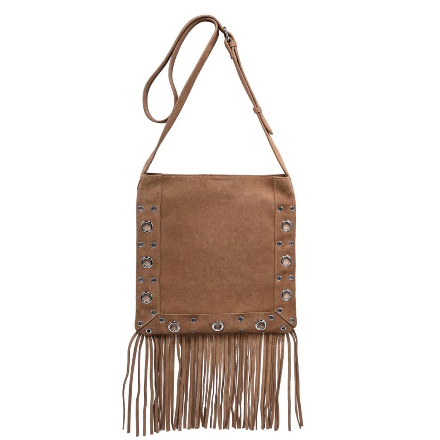 Moda Luxe Courtney Fringe Forward Crossbody BROWN NWT