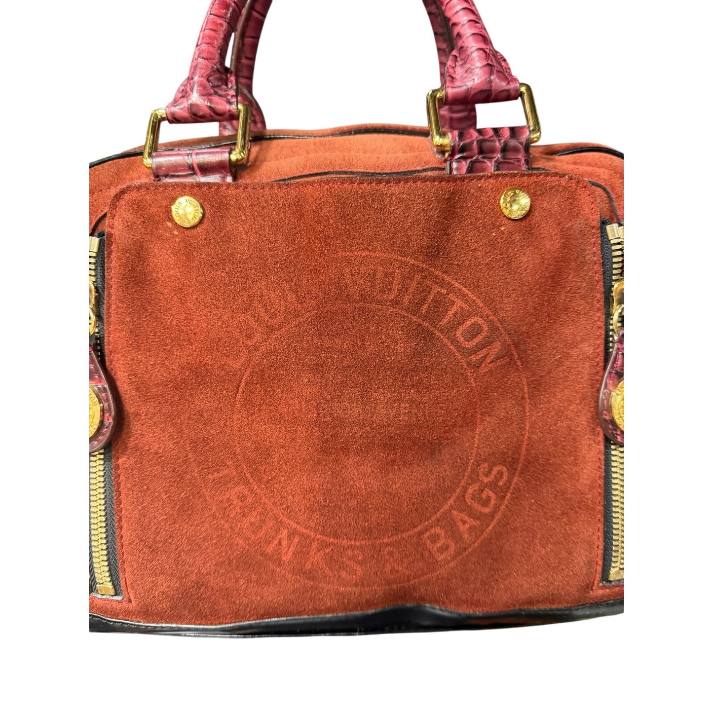 LOUIS VUITTON LIMITED EDITION HAVANE STAMPED TRUNK PM SUEDE CROCODILE LEATHER