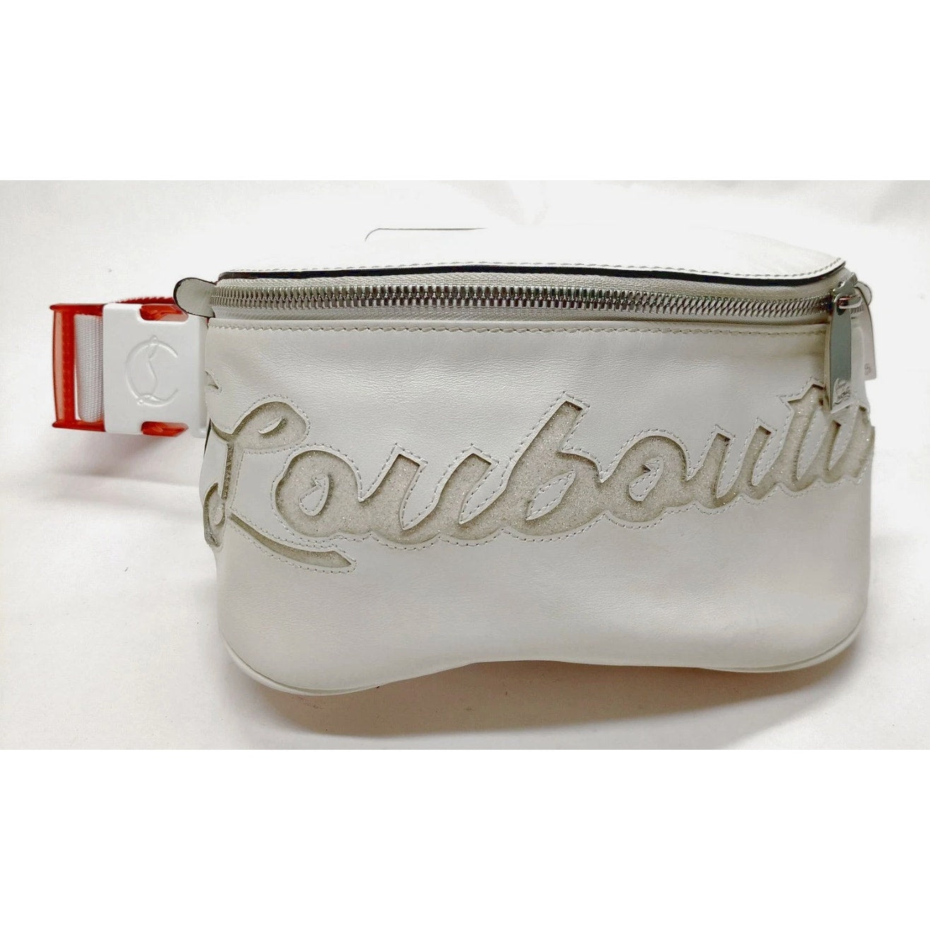 Christian Lou Boutin Leather Belt Bag White/Red EUC