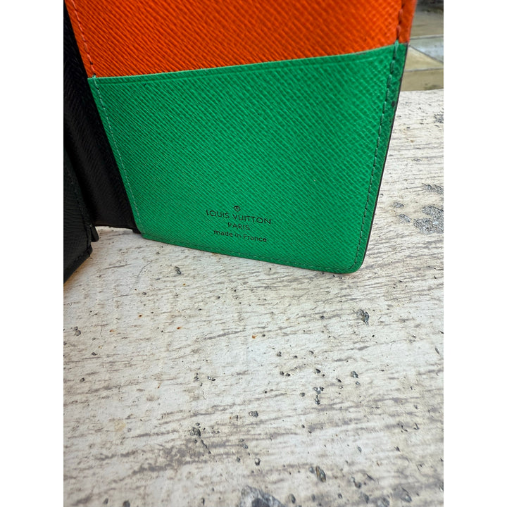 Louis Vuitton Long Wallet Monogram Portefeuille Brazza Brown Green Orange RFID