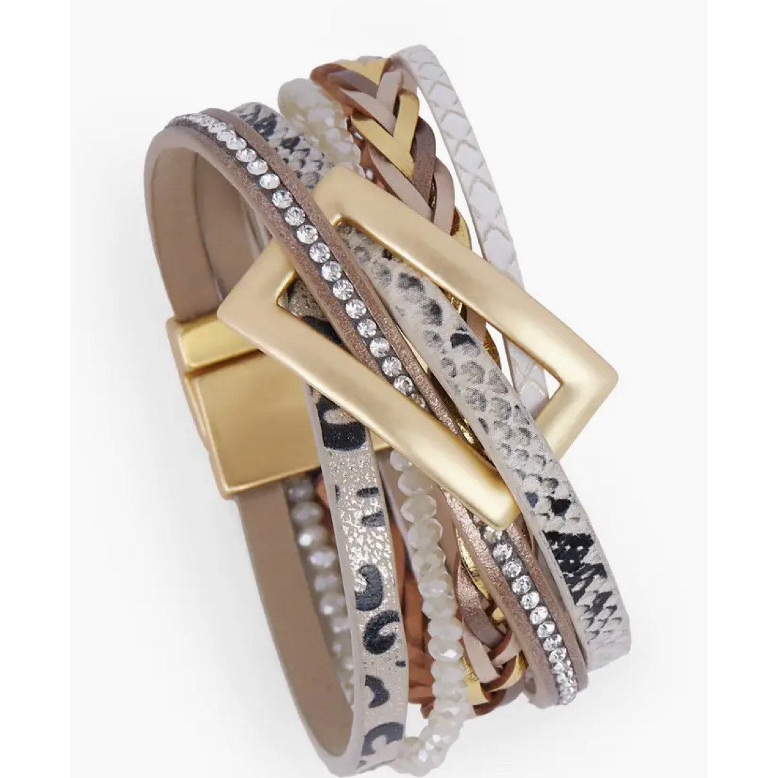 Patterned Leather Buckle Bracelet