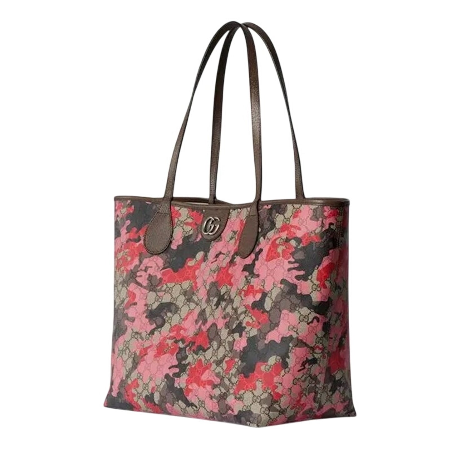 Gucci Large Pink & Red Camouflage Marbled GG Monogram Shopper NWT