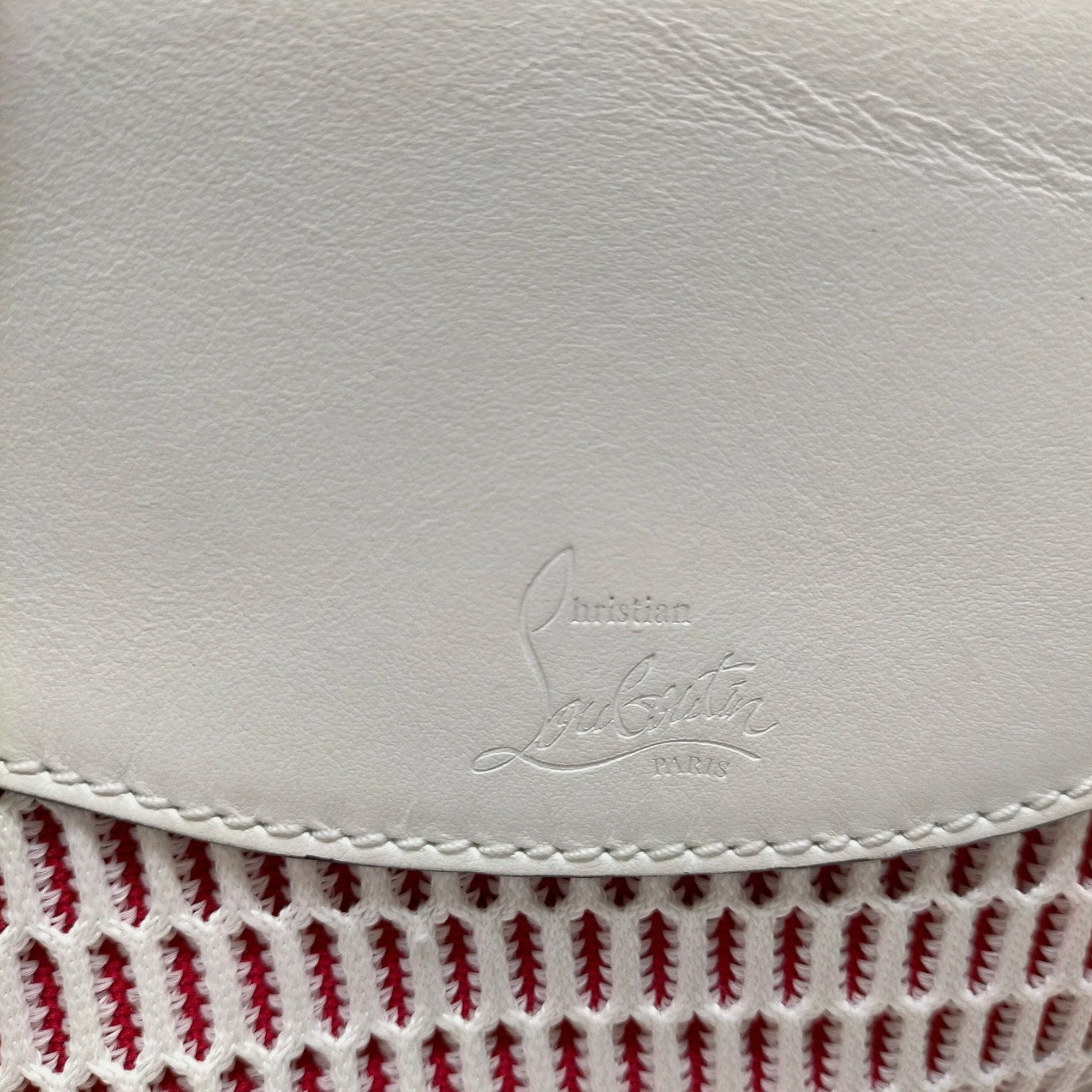 Christian Lou Boutin Leather Belt Bag White/Red EUC