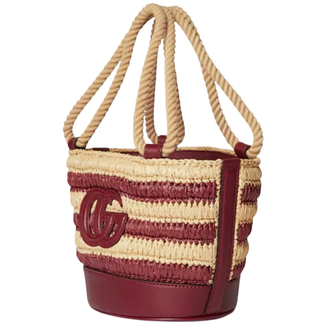 GUCCI WOVEN MINI BUCKET BAG 7.08 x 6.88 x 5.51 NWT