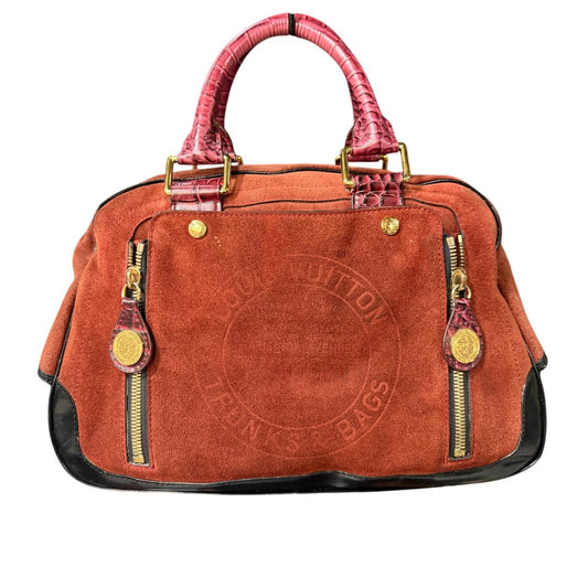 LOUIS VUITTON LIMITED EDITION HAVANE STAMPED TRUNK PM SUEDE CROCODILE LEATHER