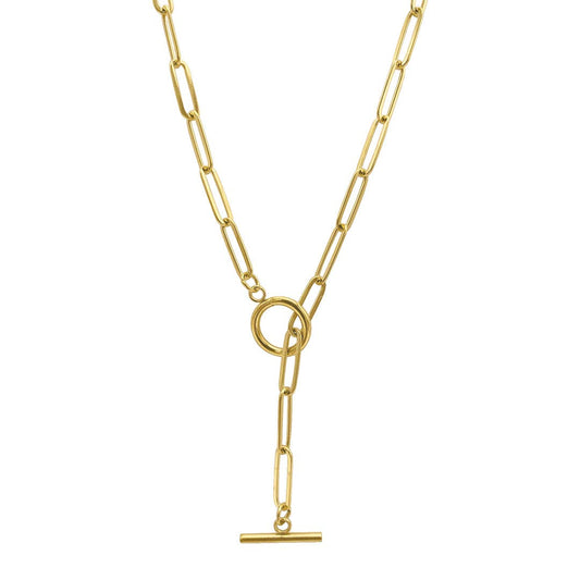 Adornia Slide Thru Paper Clip Chain Lariat gold