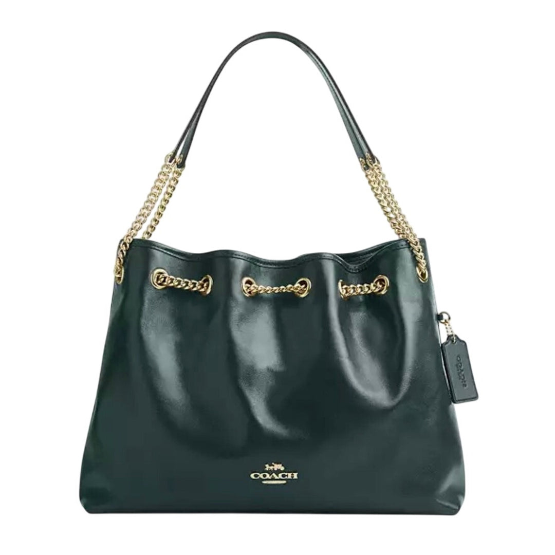 Coach Evelyn Dark Teal Leather Gold Hardware NWT