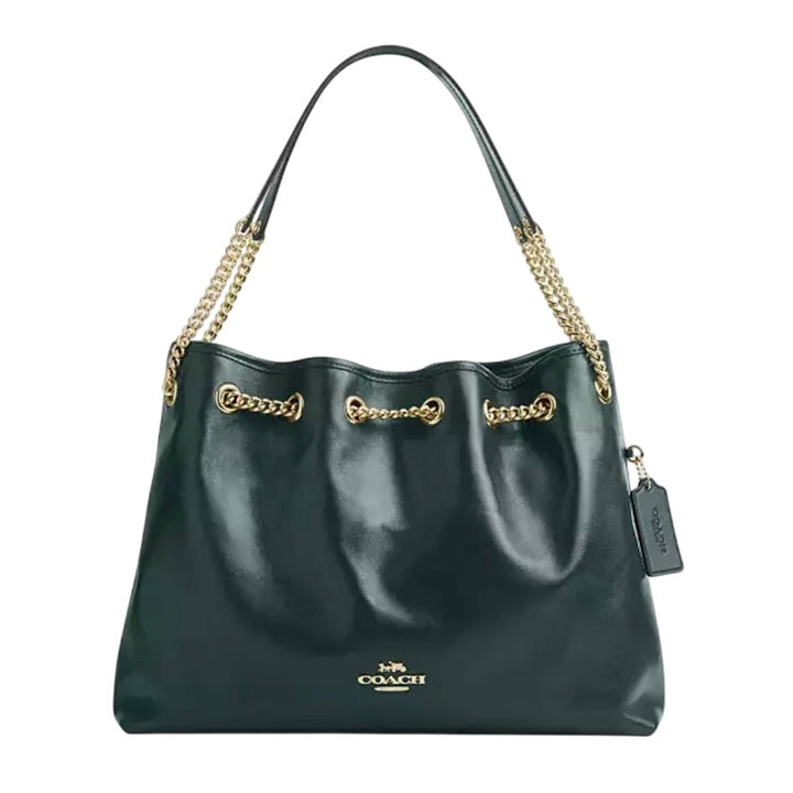 Coach Evelyn Dark Teal Leather Gold Hardware NWT