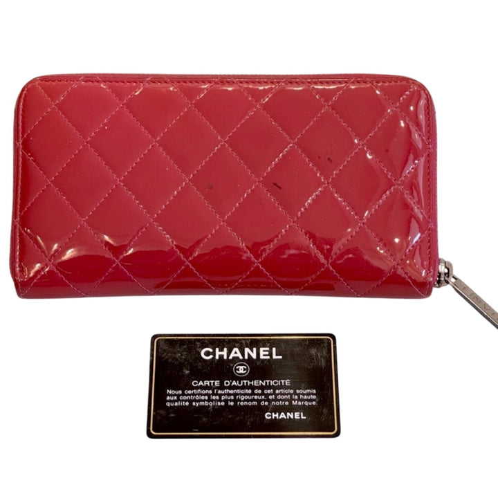 Chanel Patent Calf Skin Zip Around Wallet