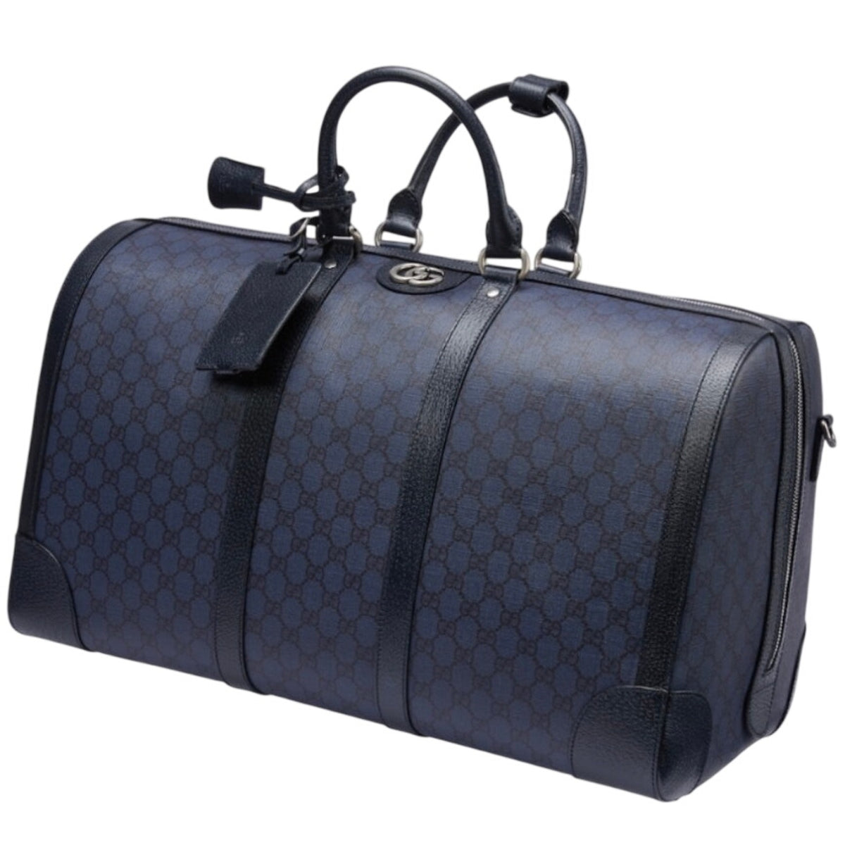GUCCI Ophidia Large $2980 Blue/Black GG Duffle Bag New And Authentic