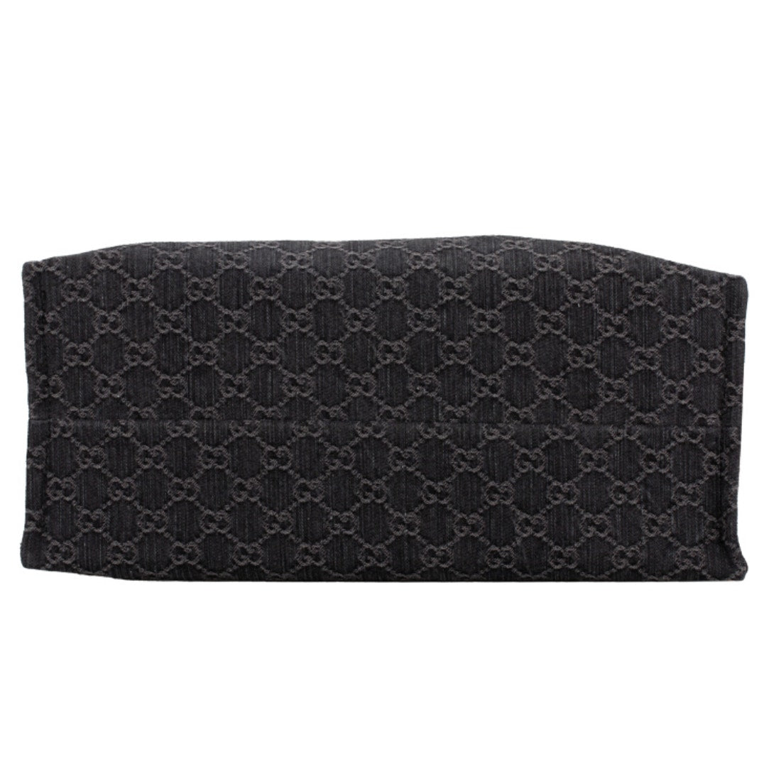 Gucci Denim Ophidia GG Monogram Large Tote Black Grey NWT