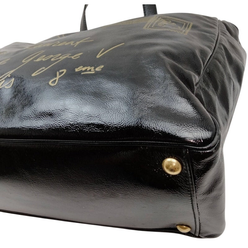 YVES SAINT LAURENT RIVE GAUNCH BLACK PATTON LEATHER TOTE EUC