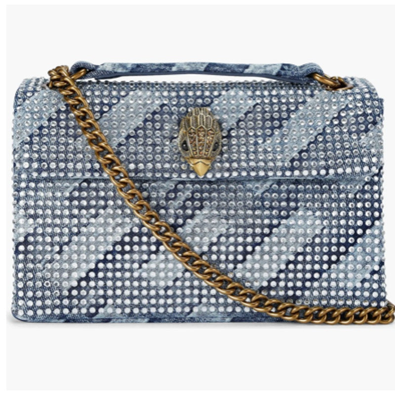 Kurt Geiger Medium Kensington Crystal Embellished Denim Shoulder Bag