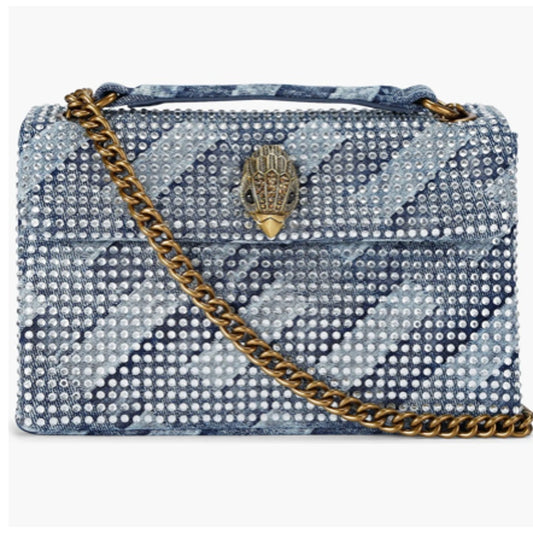 Kurt Geiger Medium Kensington Crystal Embellished Denim Shoulder Bag