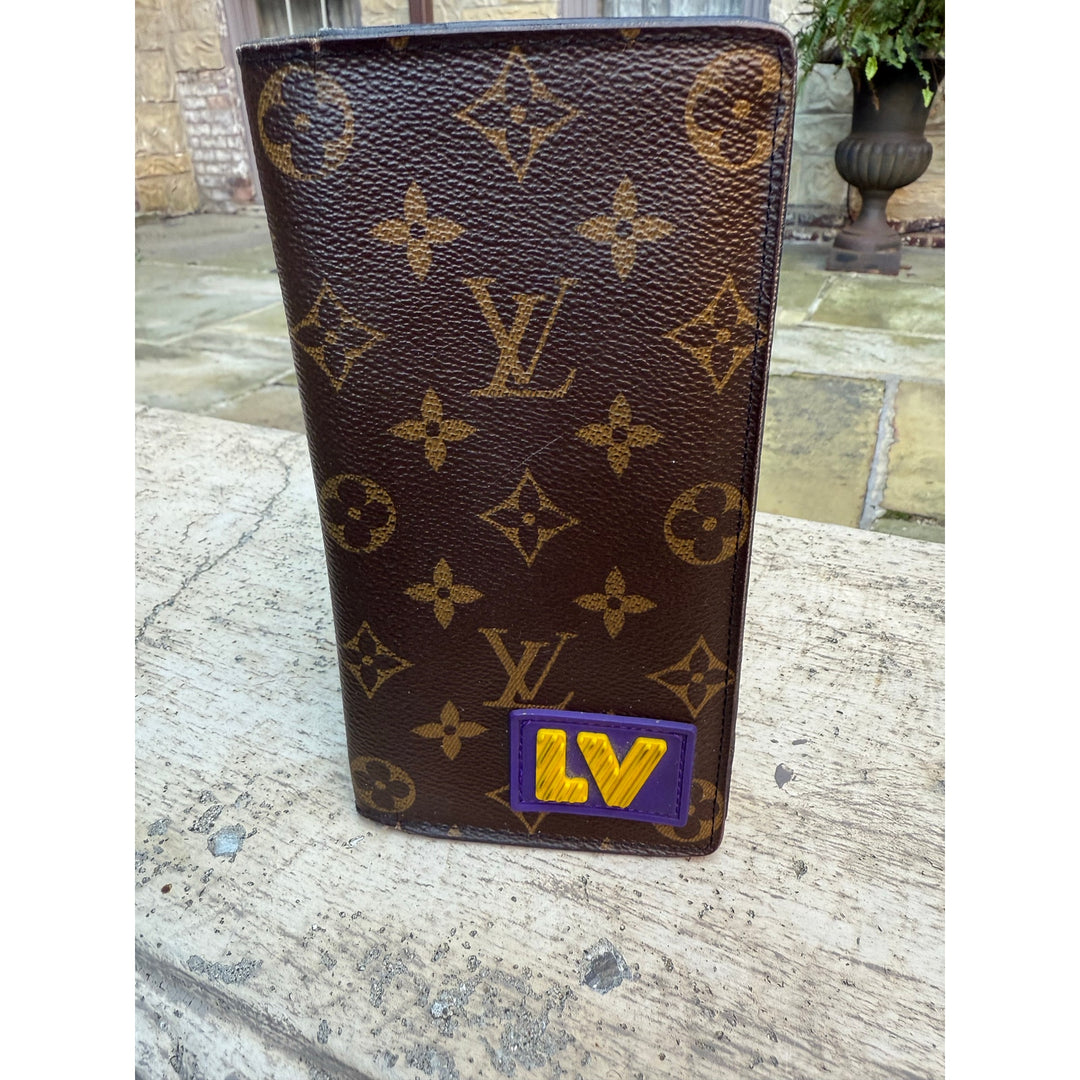 Louis Vuitton Long Wallet Monogram Portefeuille Brazza Brown Green Orange RFID