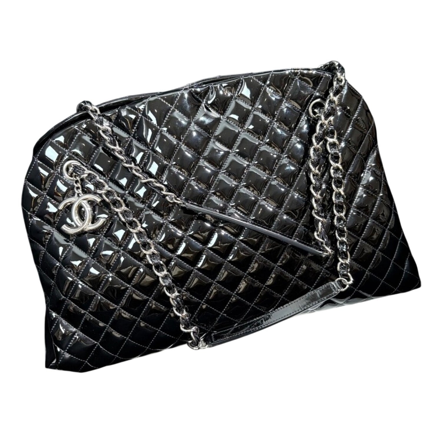 Chanel Black Quilted Patent Leather XL Just Mademoiselle Pristine