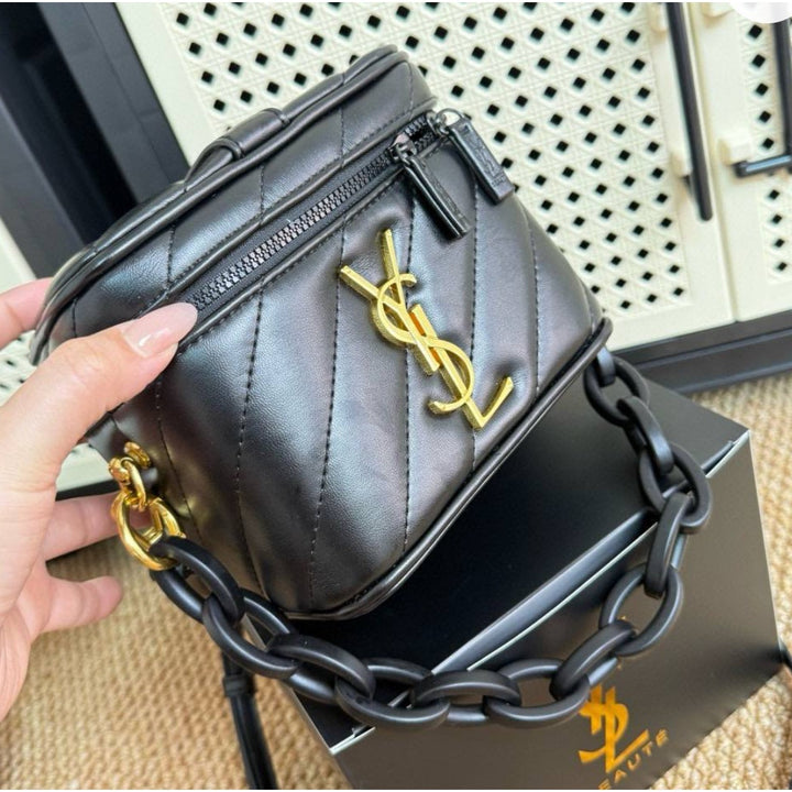 YSL GWP NOVELTY MAKE UP CASE BLACK/GOLD Chain and crossbody