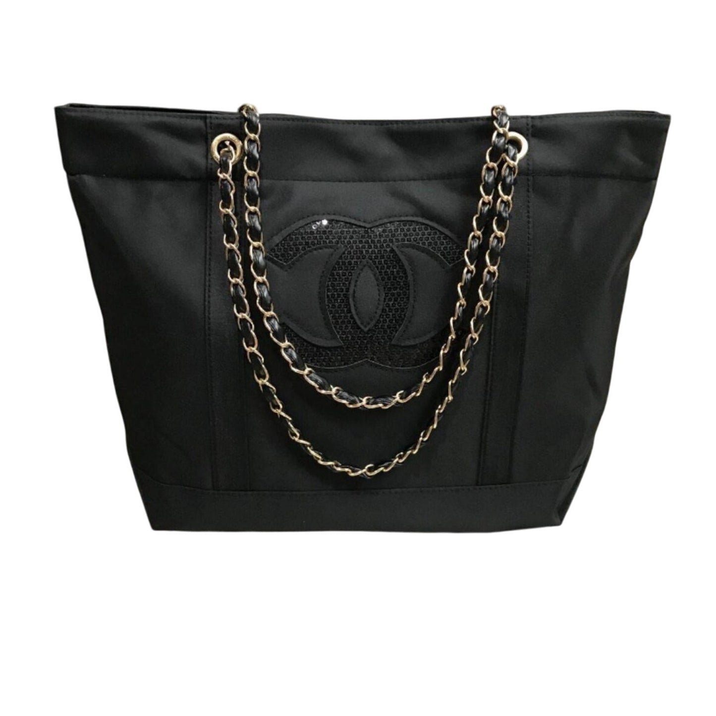 Chanel Beauty Black with Metal Chain Canvas with Double CC with vegan leather Precision