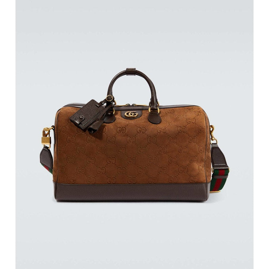 GUCCI LIMITED EDITION Gucci GG Suede Duffle Bag brown 19.7"W x 12.6"H x 10.6"D