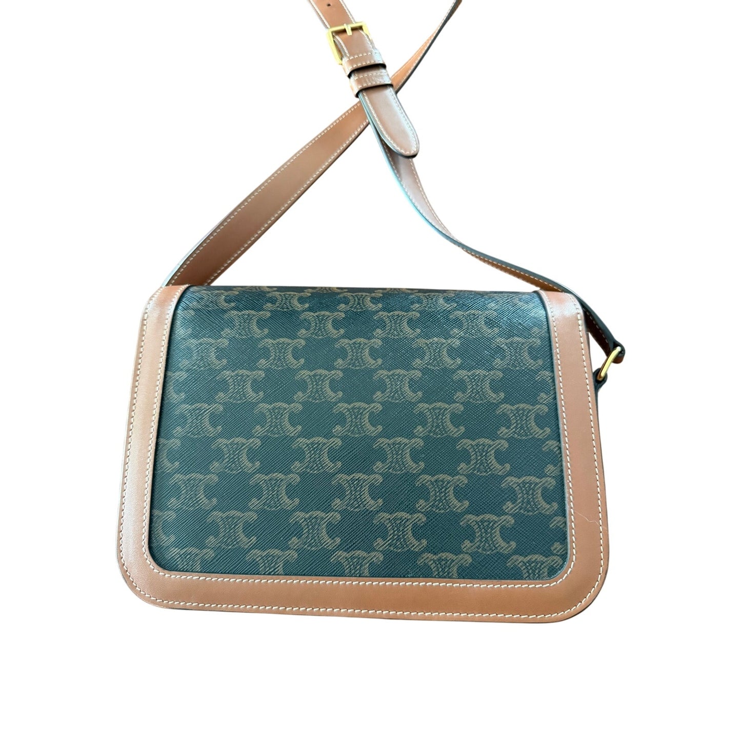 CELINE CLASSIQUE TRIOMPHE BAG IN TRIOMPHE CANVAS AND CALFSKIN