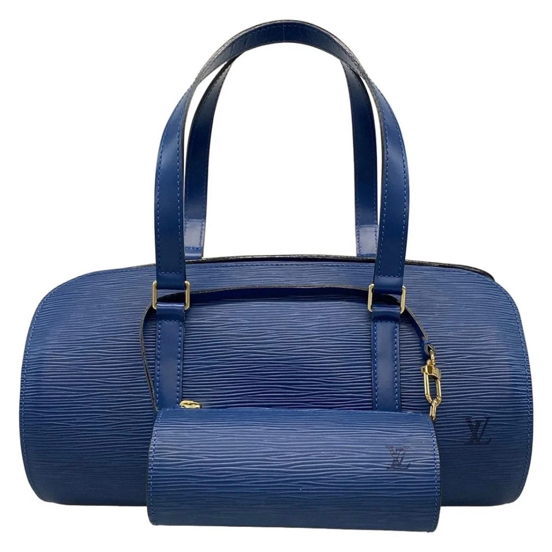 LOUIS VUITTON Soufflot Toledo Blue Epi Handbag W Pouch EUC