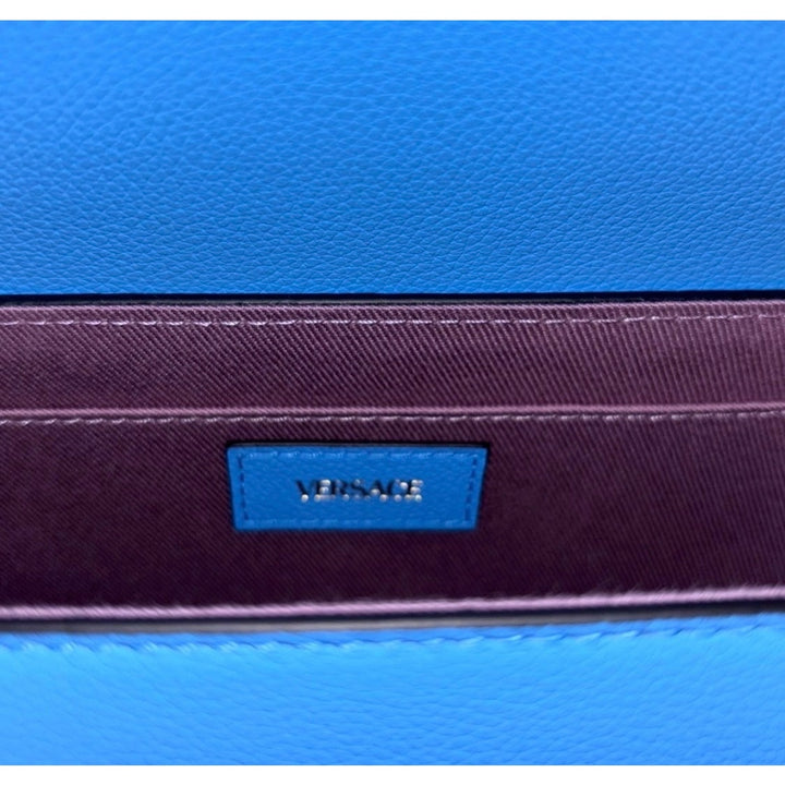 NWT Versace La Medusa Blue Leather Shoulder Crossbody Bag Purse MSRP $1100