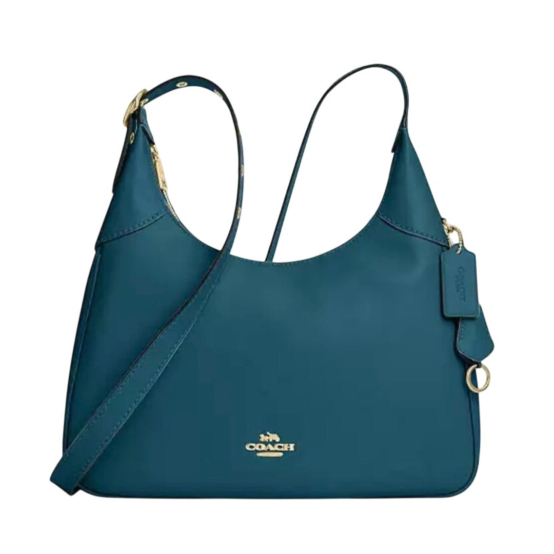 Coach Ella Shoulder Bag Teal W Gold Hardware NWT