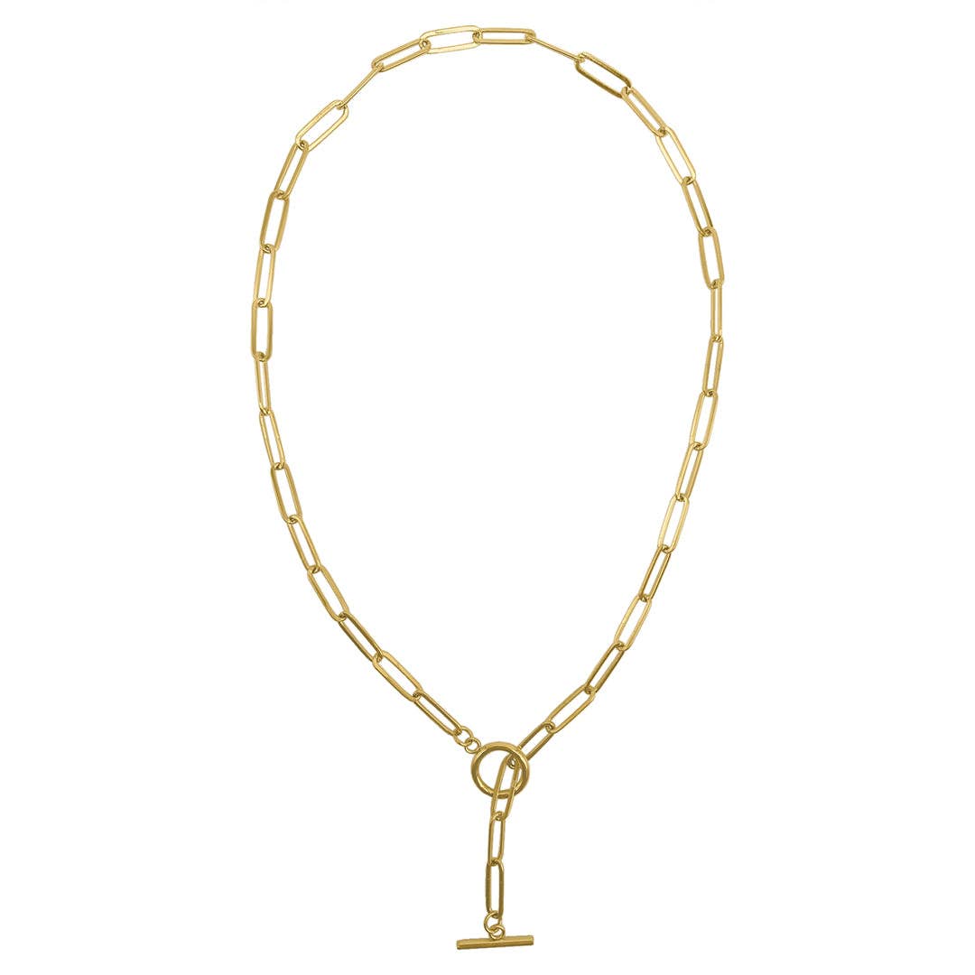 Adornia Slide Thru Paper Clip Chain Lariat gold