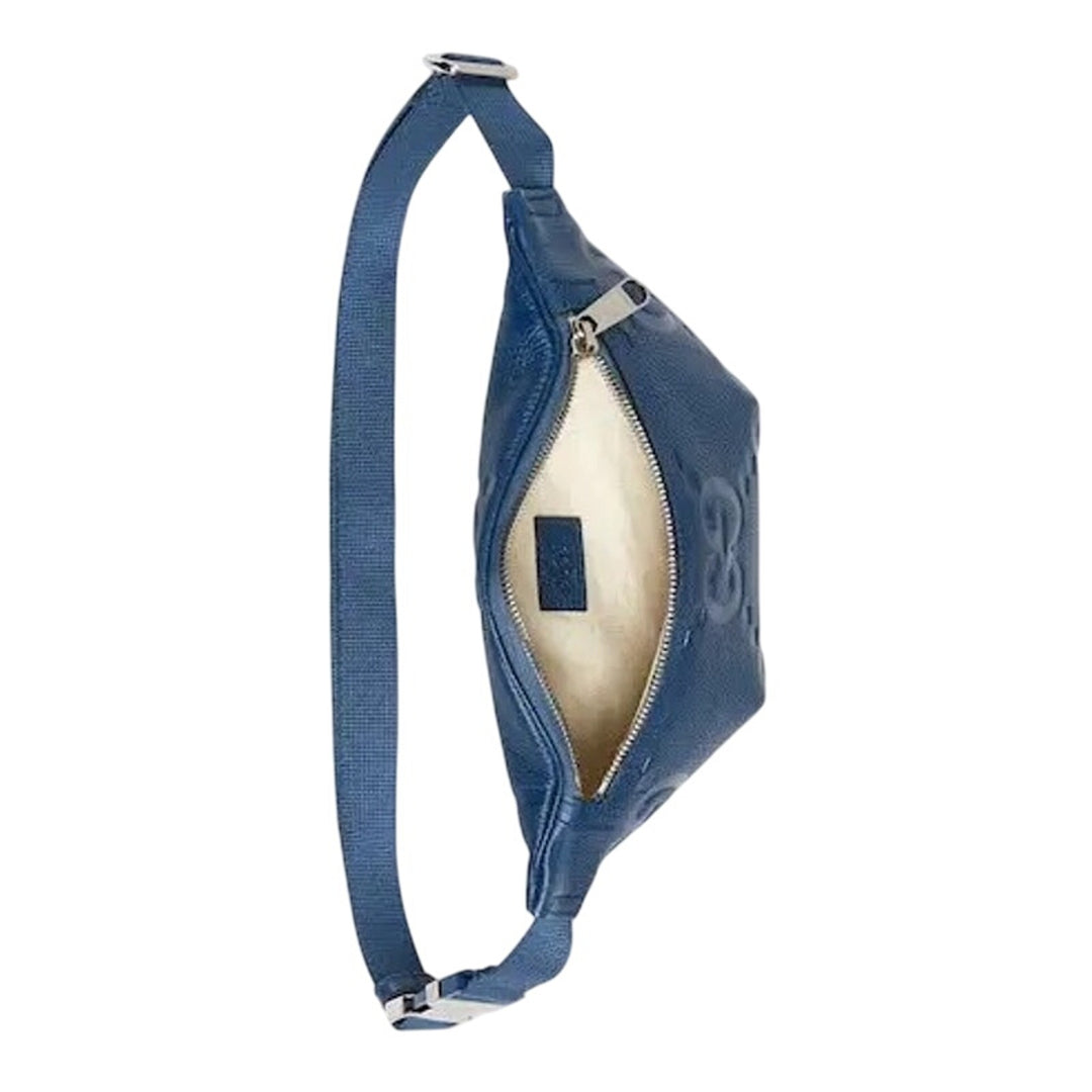 Gucci Jumbo Gg Small Belt Bag Gg Leather - Blue Leather