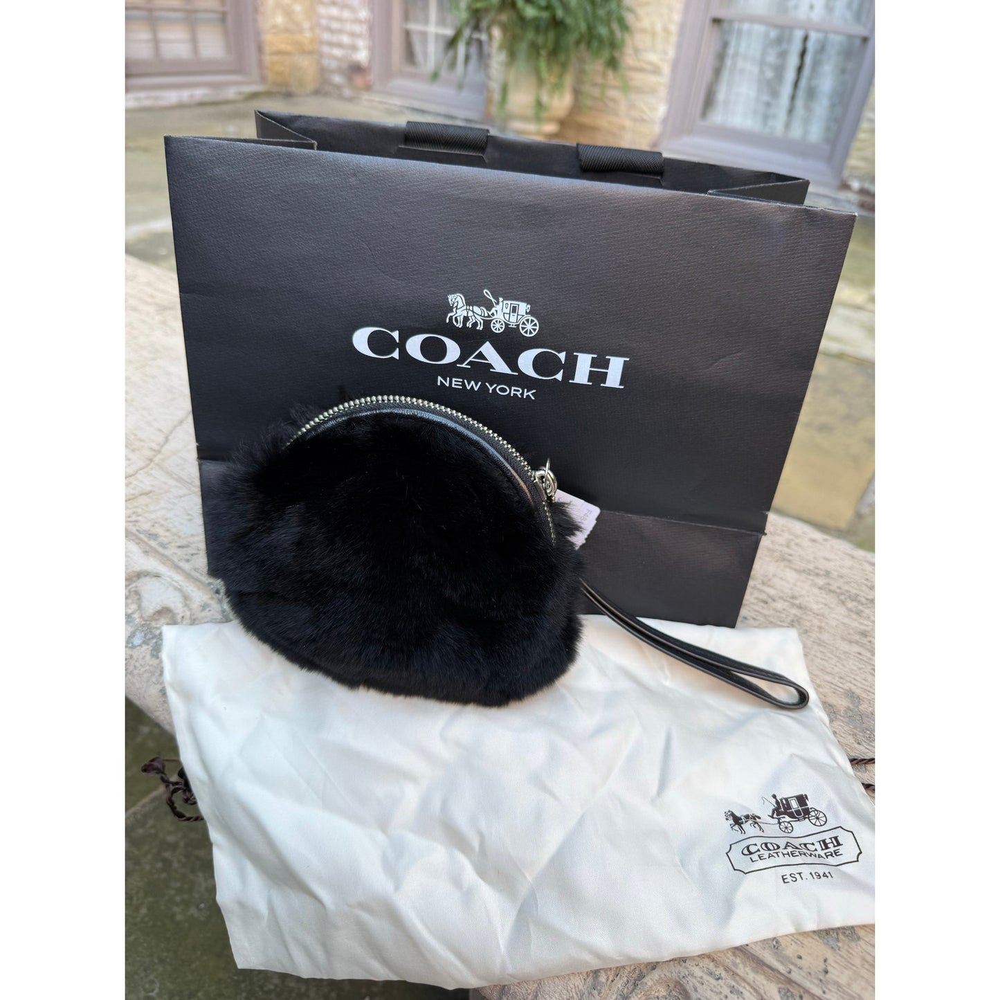 COACH MADISON RABBIT FUR WRISTLET NWT