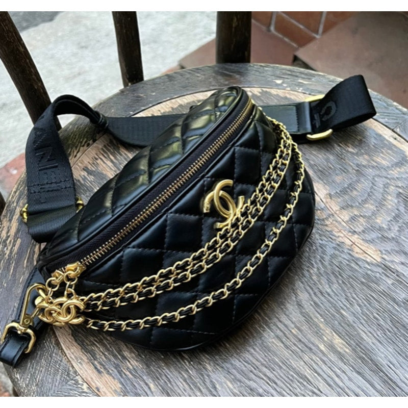 * NWB**BEAUTY CHANEL VEGAN LEATHER BELT BAG or CROSSBODYWITH VIP BOX
