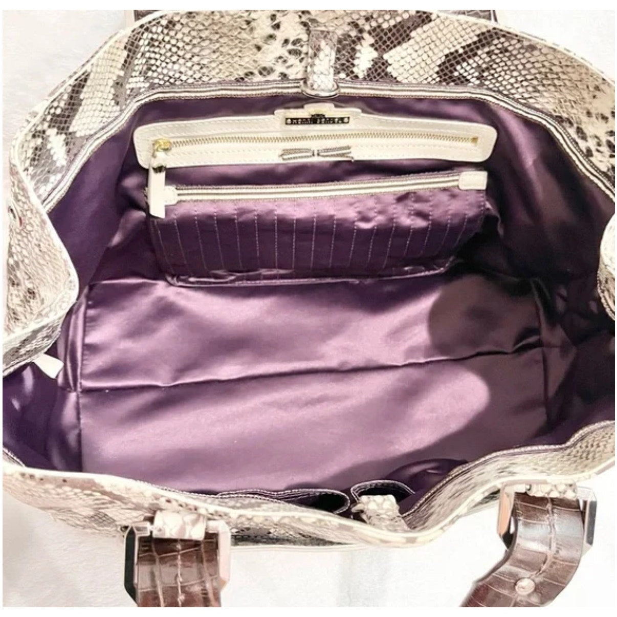 HENRI BENDEL LARGE LEATHER SNAKE PRINT TOTE NWOT