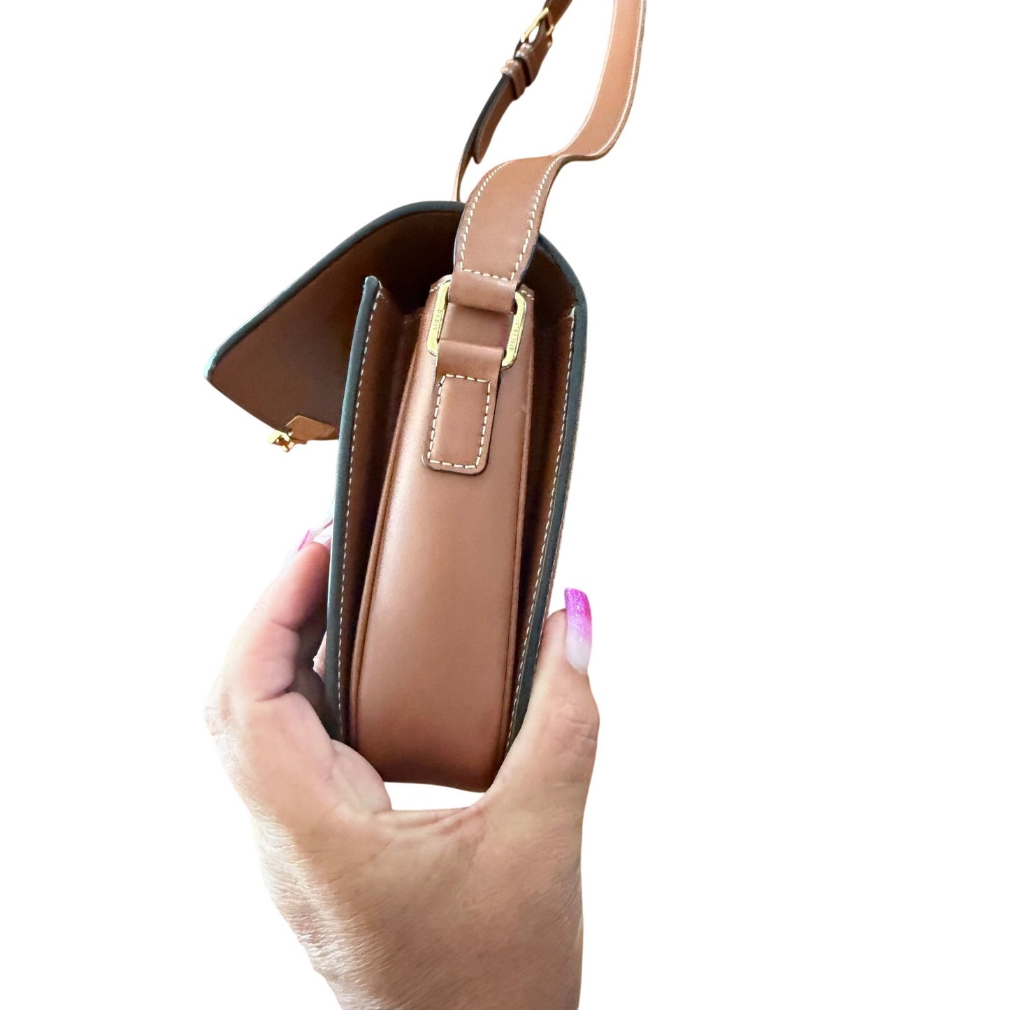 CELINE CLASSIQUE TRIOMPHE BAG IN TRIOMPHE CANVAS AND CALFSKIN