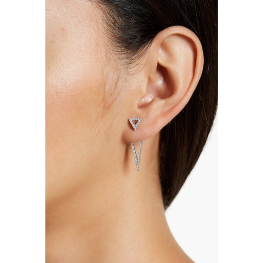 Adornia White Rhodium Plated Swarovski Crystal Accent Double sided earrings