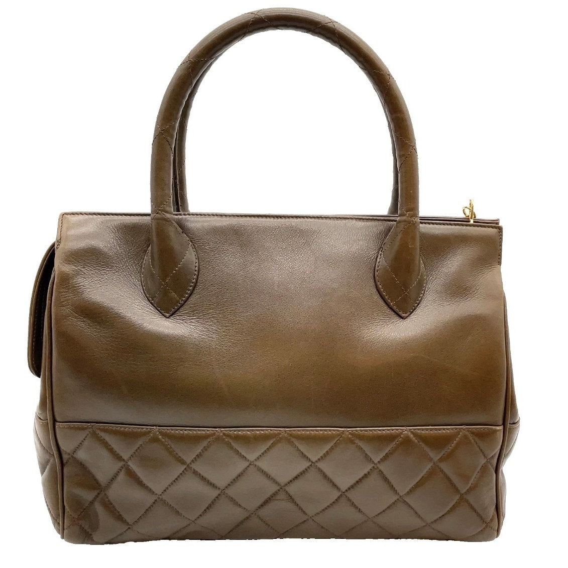 Chanel Vintage Lambskin 1980’s Matelasse Brown Handbag